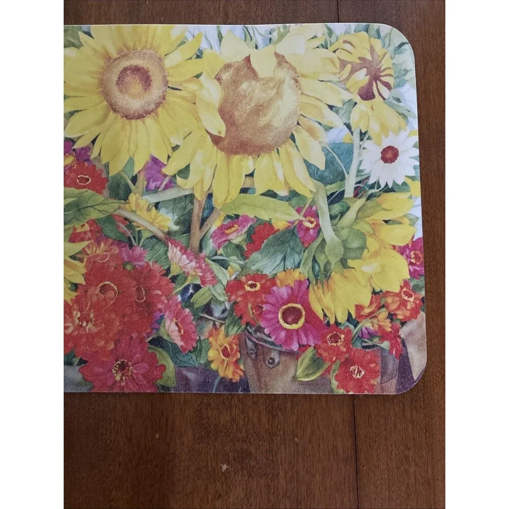 Jan Ford Plastic 2-Sided Sunflower Vintage Placemats Set of 3 - 11 x 17 inches